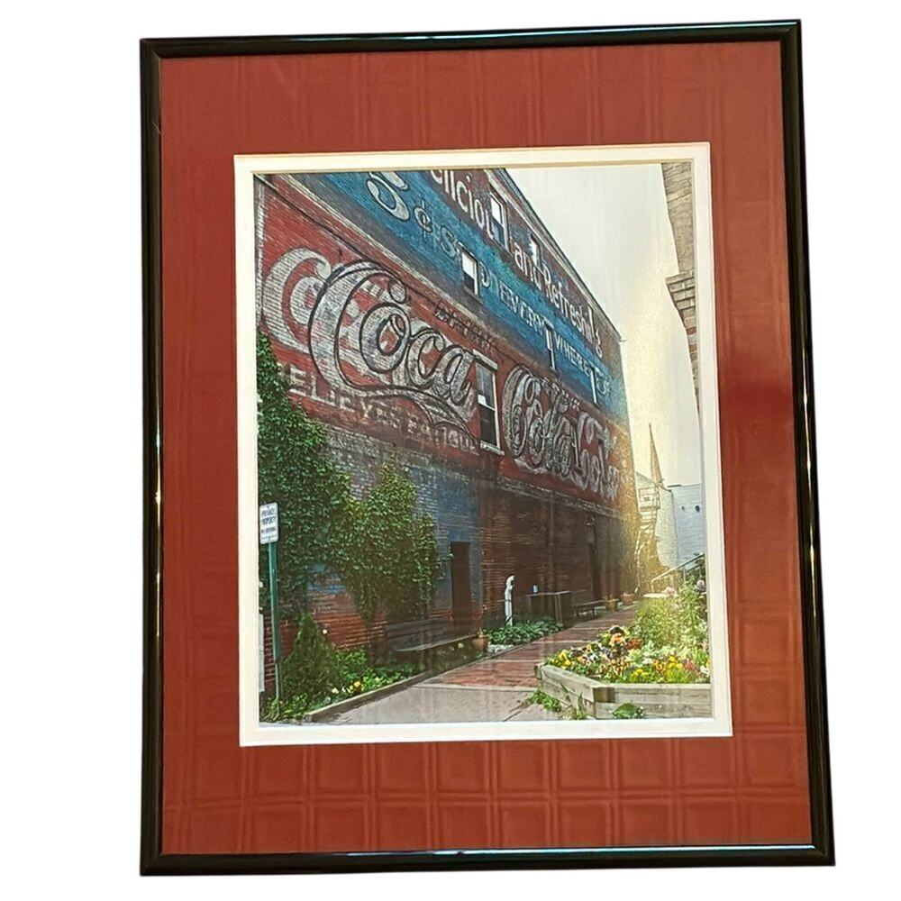 Framed Keene NH Alley Print Coca Cola Mural Nostalgic Street Scene Wall Art